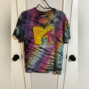 MTV Tie Dye Logo Tee Multicolor Music Television Size M/L